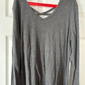 Warehouse Gray Long Sleeve V-Neck Top